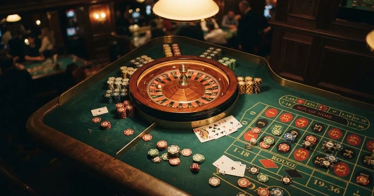 Upplyst spelbord med kort, sett ovanifrån — lightning roulette i sverige